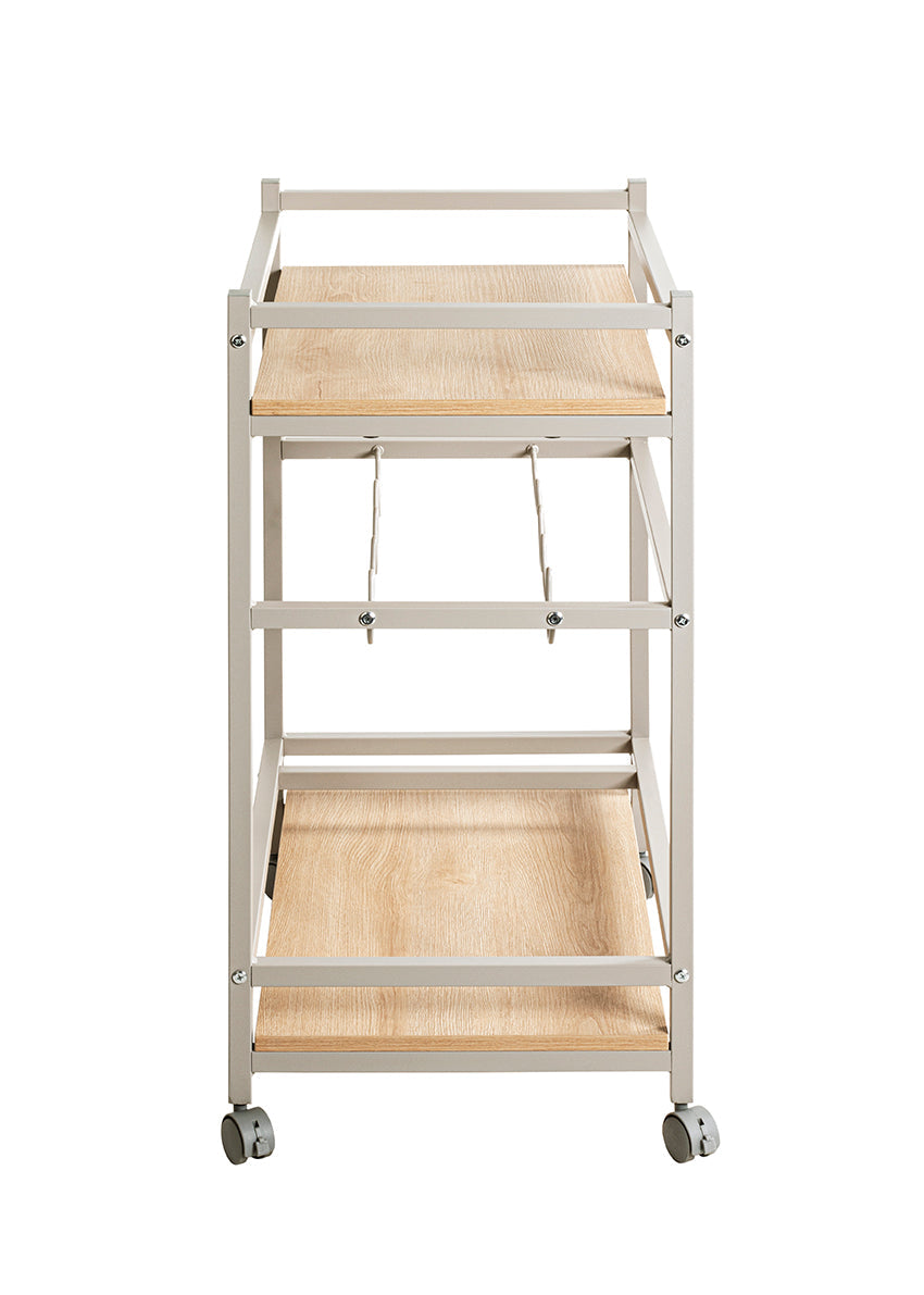 HAKU Möbel Servierwagen aus MDF kratzbeständig in Braun 60 x 40 x 80 cm in Eiche, Kaschmir (Eiche natur, Kaschmir)