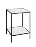 HAKU Möbel Beistelltisch aus Kunstmarmor Füsse höhenverstellbar 40 x 40 x 60 cm in Schwarz, Weiss