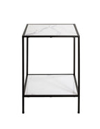 HAKU Möbel Beistelltisch aus Kunstmarmor Füsse höhenverstellbar 40 x 40 x 60 cm in Schwarz, Weiss