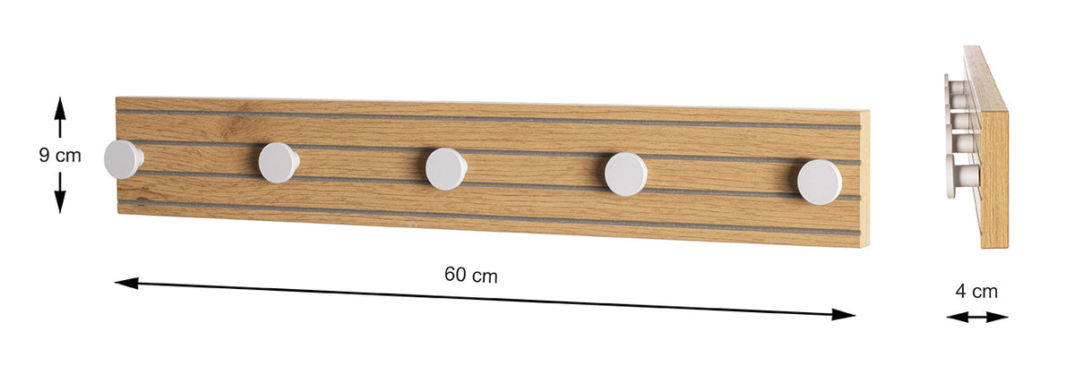 HAKU Möbel Garderobenleiste aus MDF kratzbeständig in Braun B 35-80 cm H 9 cm, 60 x 4 cm, H 9 cm