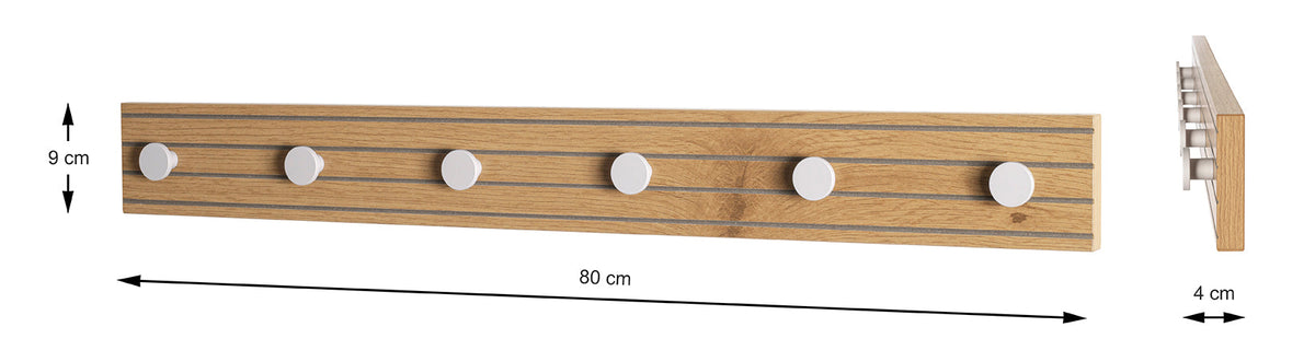 HAKU Möbel Garderobenleiste aus MDF kratzbeständig in Braun B 35-80 cm H 9 cm, 80 x 4 cm, H 9 cm