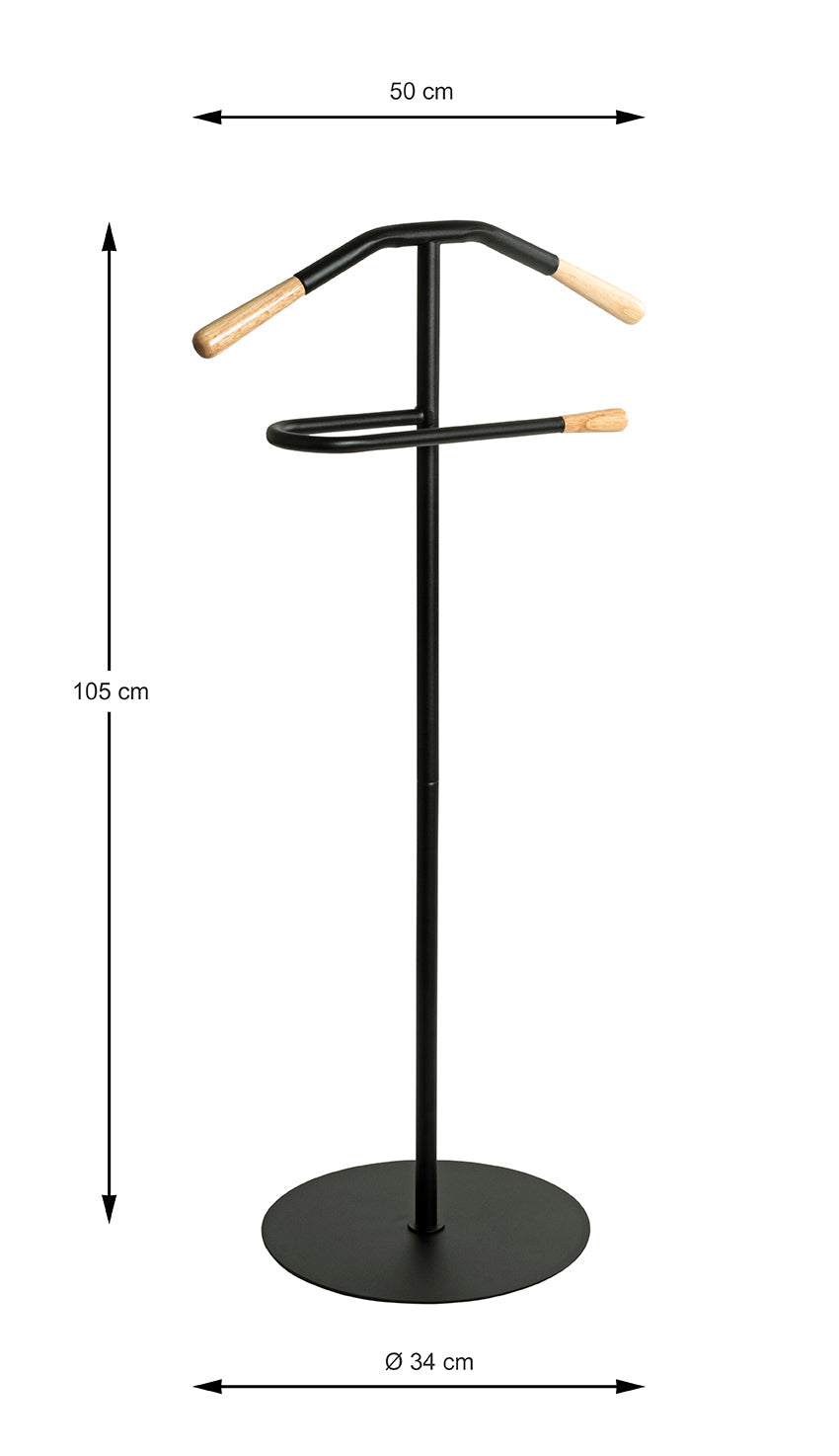 HAKU Möbel Herrendiener aus Metall massiv in Schwarz 50 x 34 x 105 cm