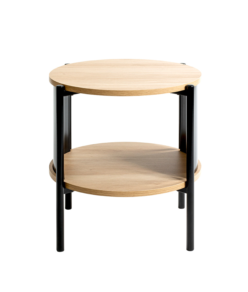 HAKU Möbel Beistelltisch aus MDF kratzbeständig in Braun H 44-60 cm Ø 44 cm, Ø 44 cm, H 44 cm in Eiche, Schwarz (Eiche natur)