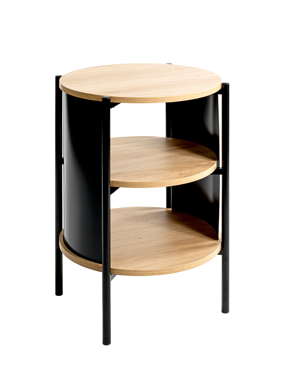 HAKU Möbel Beistelltisch aus MDF kratzbeständig in Braun H 44-60 cm Ø 44 cm, Ø 44 cm, H 60 cm in Eiche, Schwarz (Eiche natur)