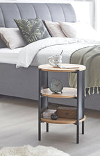 HAKU Möbel Beistelltisch aus MDF kratzbeständig in Braun H 44-60 cm Ø 44 cm, Ø 44 cm, H 60 cm in Eiche, Schwarz (Eiche natur)