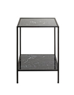 HAKU Möbel Beistelltisch aus Kunstmarmor Füsse höhenverstellbar 40 x 40 x 60 cm in Schwarz
