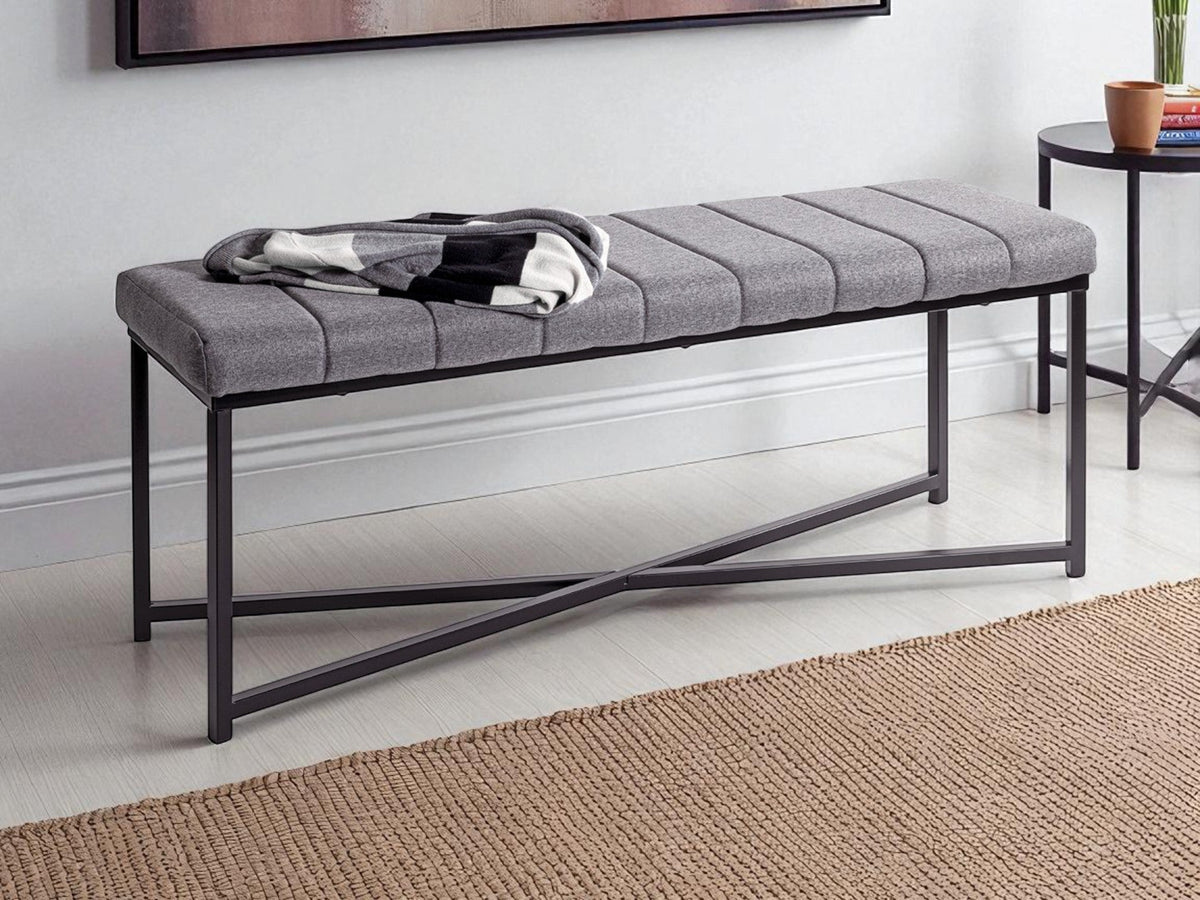 HAKU Möbel Bank aus Metall gepolstert in Schwarz 118 x 38 x 47 cm