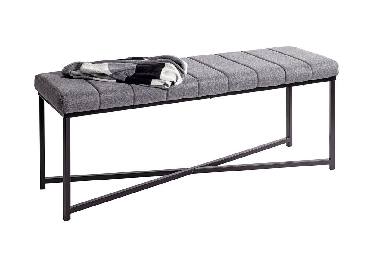 HAKU Möbel Bank aus Metall gepolstert in Schwarz 118 x 38 x 47 cm