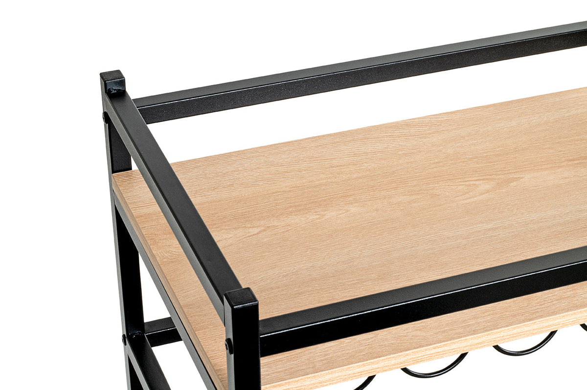 HAKU Möbel Servierwagen aus MDF kratzbeständig in Braun 60 x 40 x 80 cm in Eiche, Schwarz (Eiche natur)