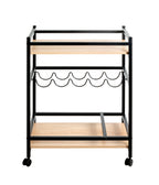 HAKU Möbel Servierwagen aus MDF kratzbeständig in Braun 60 x 40 x 80 cm in Eiche, Schwarz (Eiche natur)