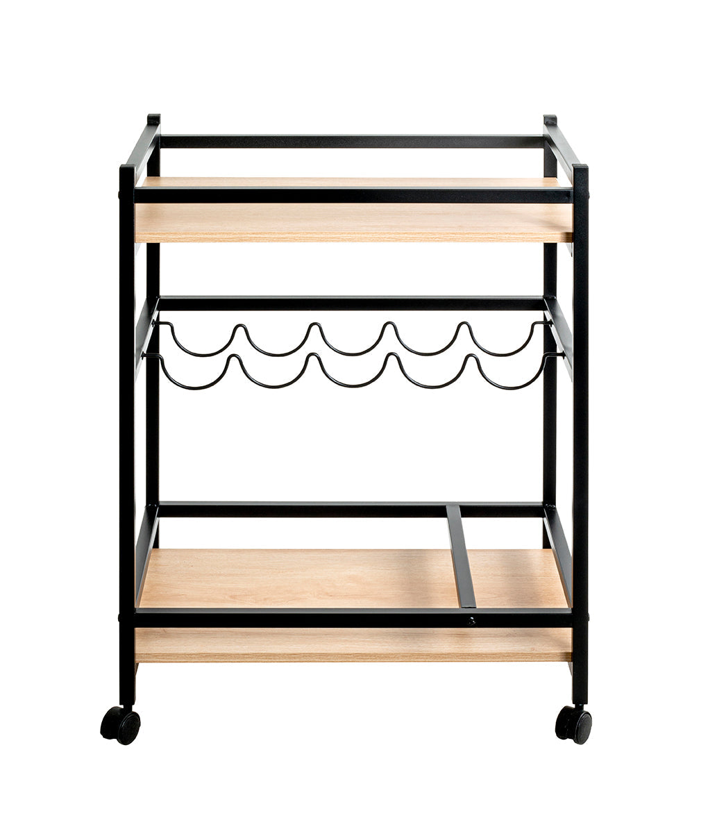 HAKU Möbel Servierwagen aus MDF kratzbeständig in Braun 60 x 40 x 80 cm in Eiche, Schwarz (Eiche natur)