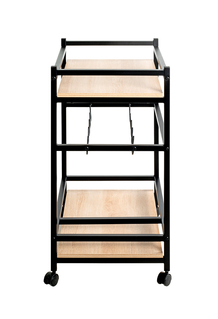 HAKU Möbel Servierwagen aus MDF kratzbeständig in Braun 60 x 40 x 80 cm in Eiche, Schwarz (Eiche natur)