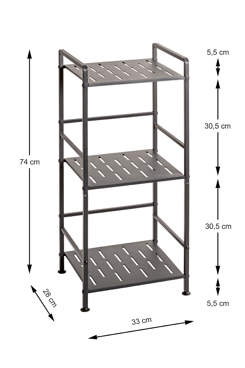 HAKU Möbel Regal aus Metall Füsse höhenverstellbar in Anthrazit 33 x 28 x 74 cm