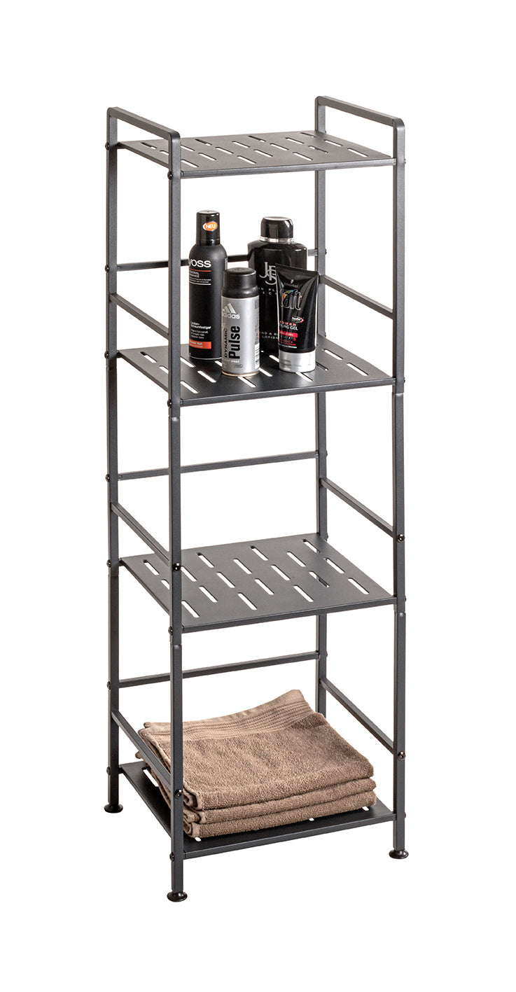 HAKU Möbel Regal aus Metall Füsse höhenverstellbar in Anthrazit 33 x 28 x 106 cm