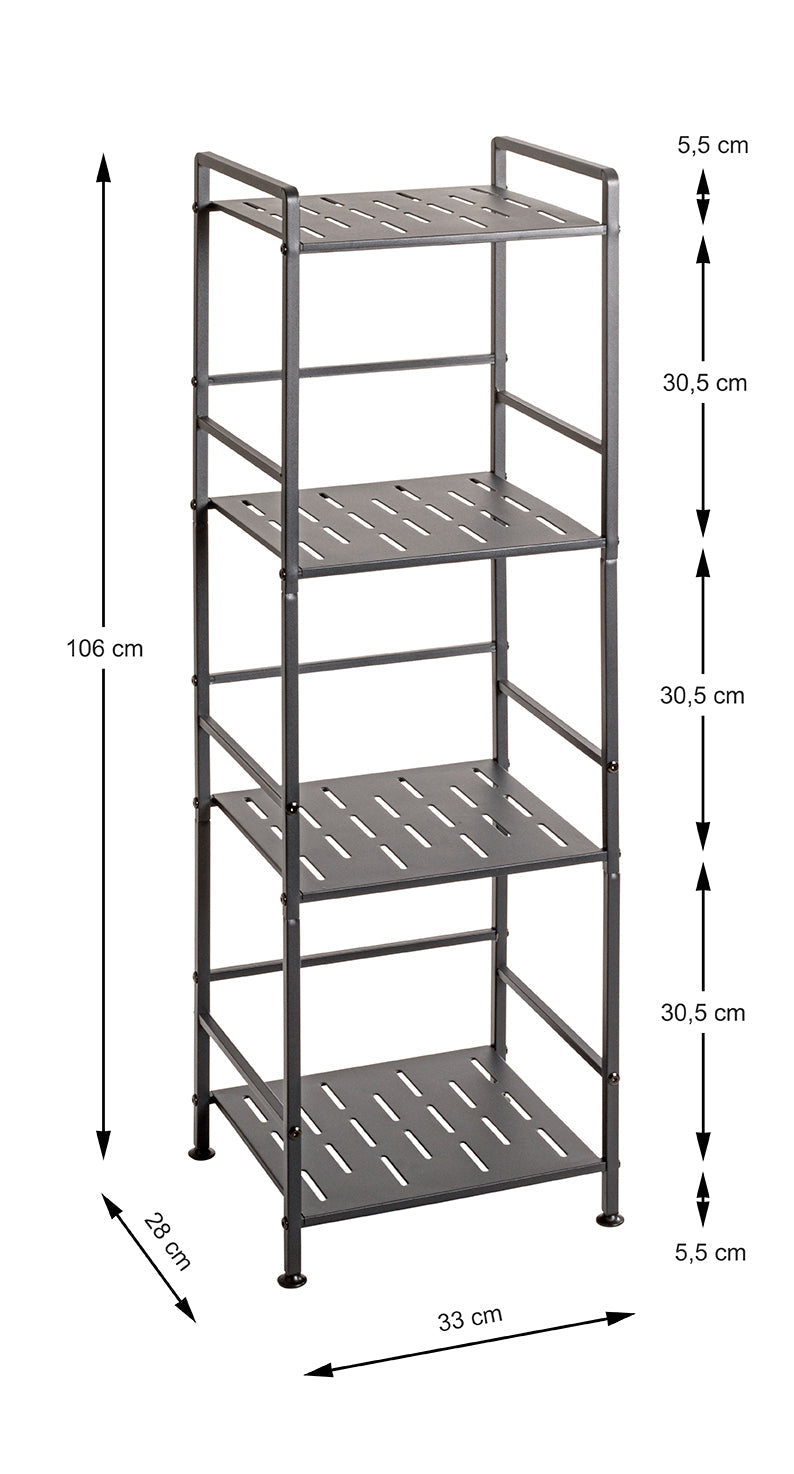 HAKU Möbel Regal aus Metall Füsse höhenverstellbar in Anthrazit 33 x 28 x 106 cm