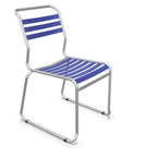 Schaffner Lattenstuhl mit Kufen in Blau - moderner Aluminium Gartenstuhl für Terrasse und Balkon