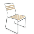 Schaffner Lätti-Stuhl mit Kufen, Pastellbraun - moderner Aluminium-Gartenstuhl mit Holzlatten