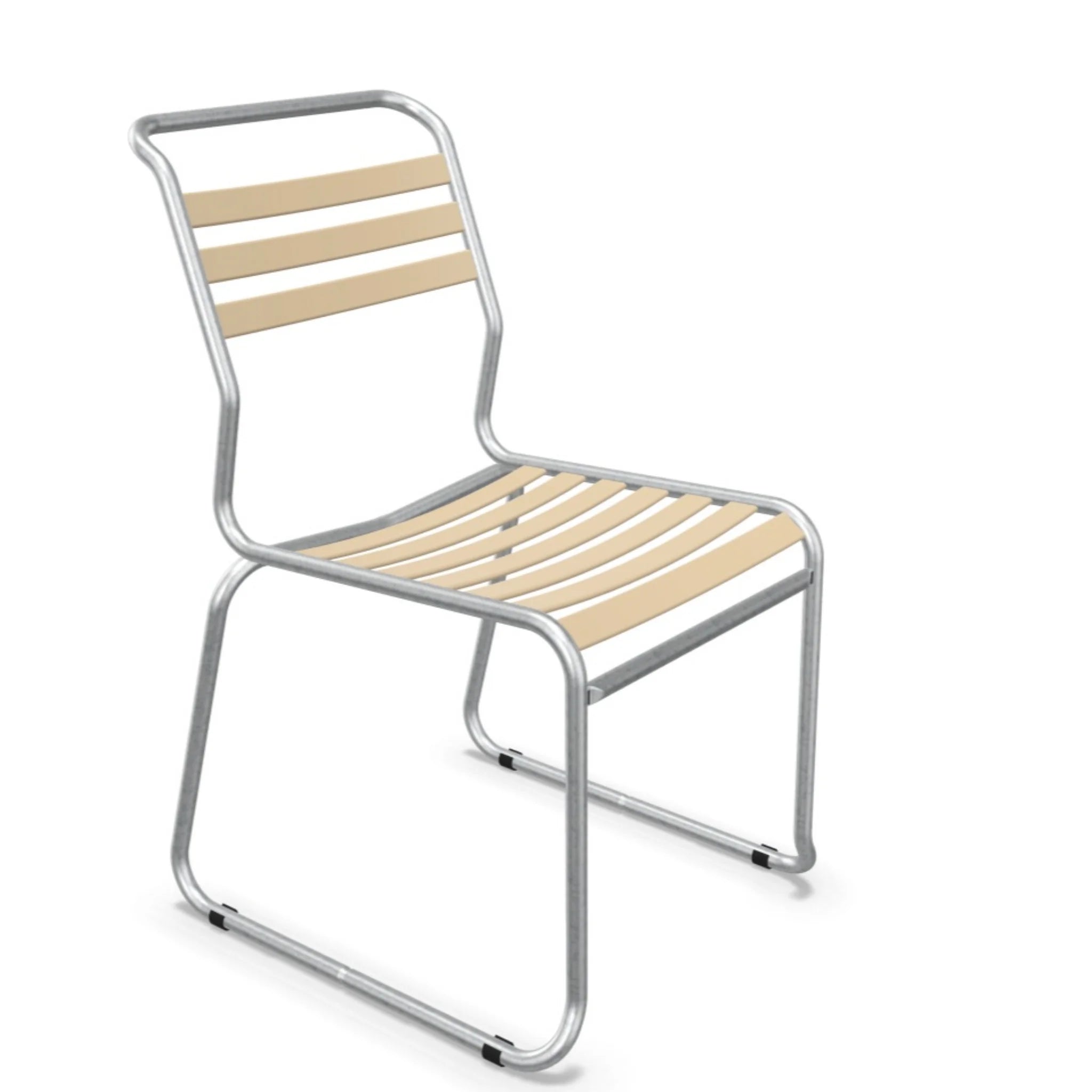 Schaffner Lätti-Stuhl mit Kufen, Pastellbraun - moderner Aluminium-Gartenstuhl mit Holzlatten