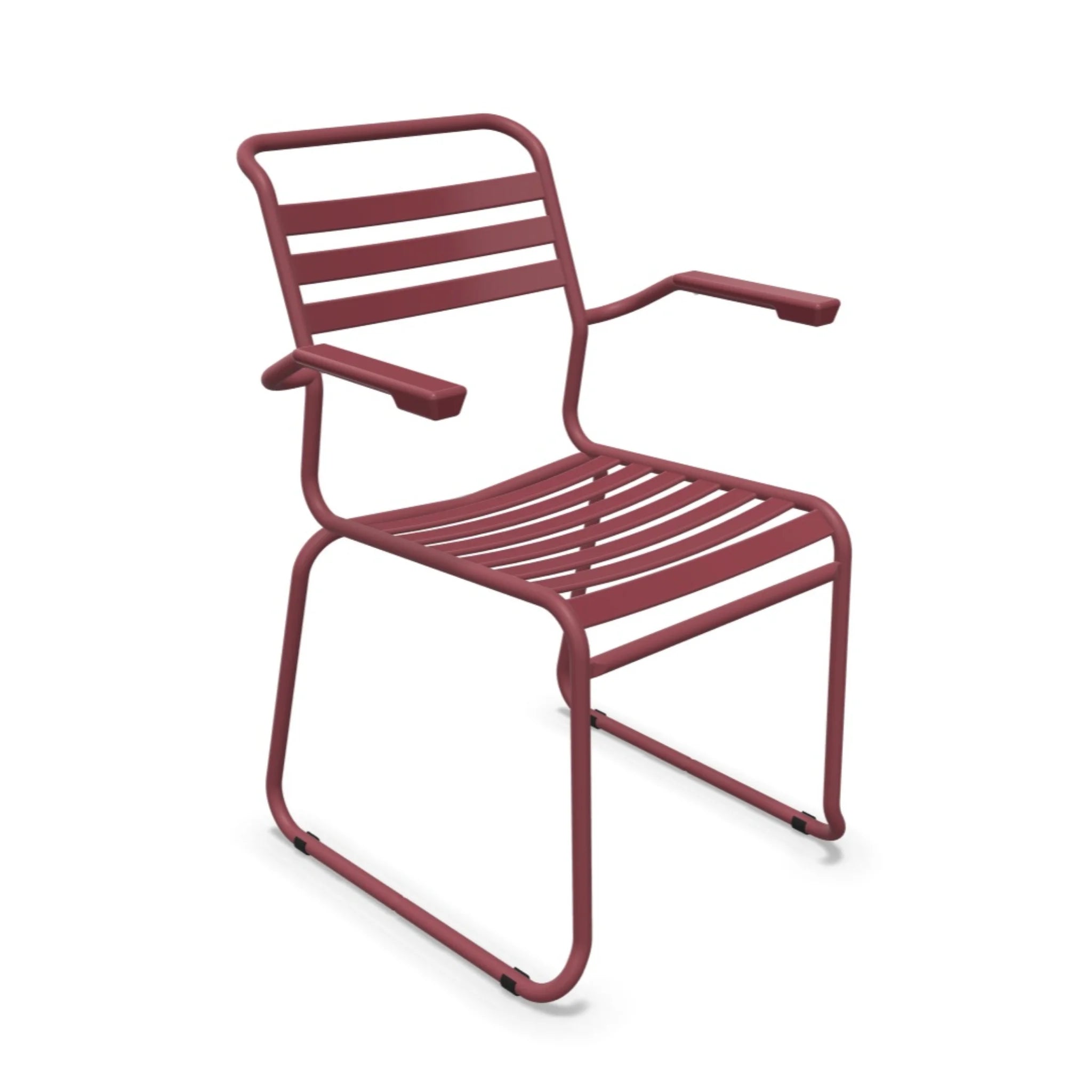 Schaffner Lattenstuhl Säntis mit Kufen Aluminium Bordeaux - moderner Gartenstuhl mit Armlehnen