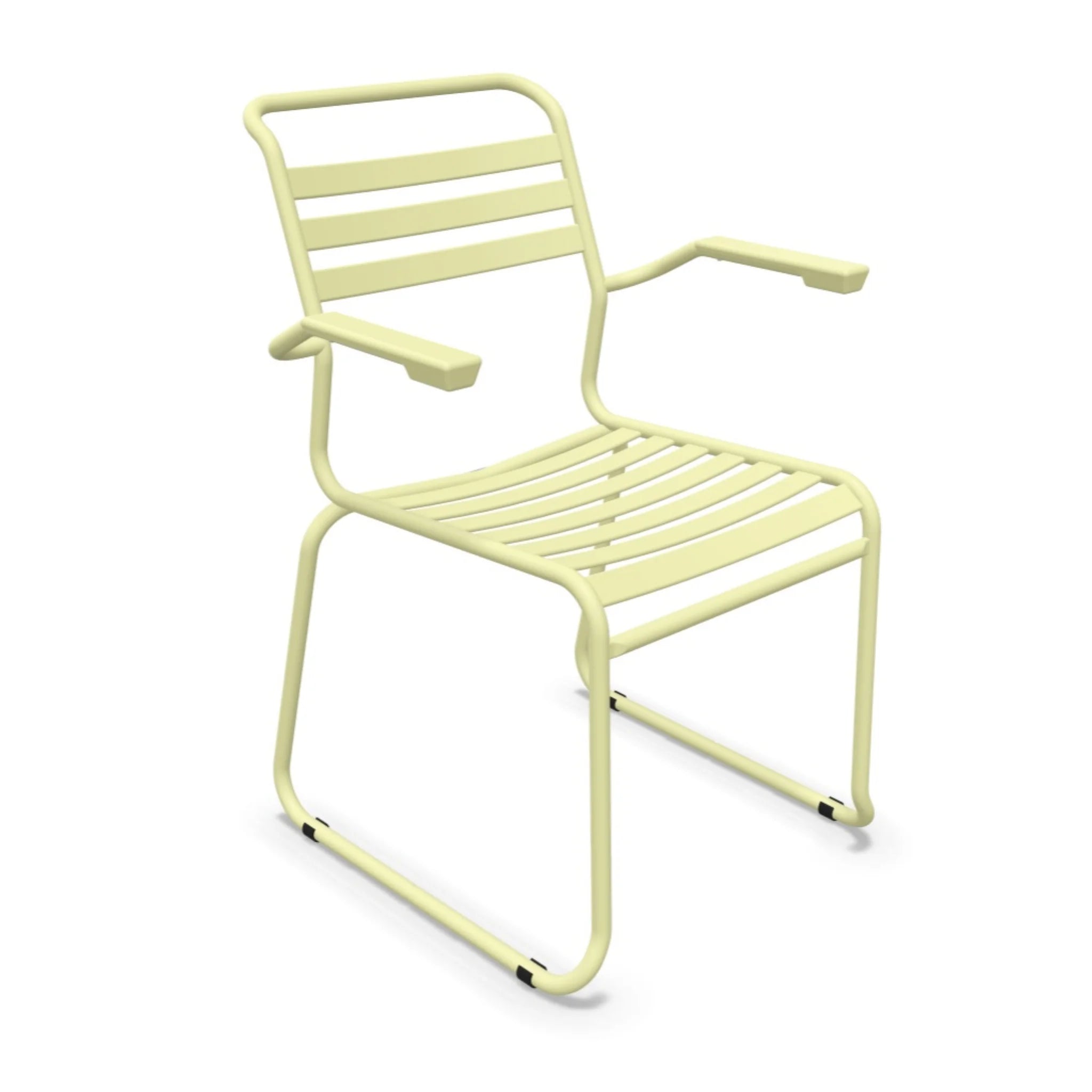 Schaffner Lattenstuhl Säntis mit Kufen in Buchsgelb - robuster Aluminium-Gartenstuhl