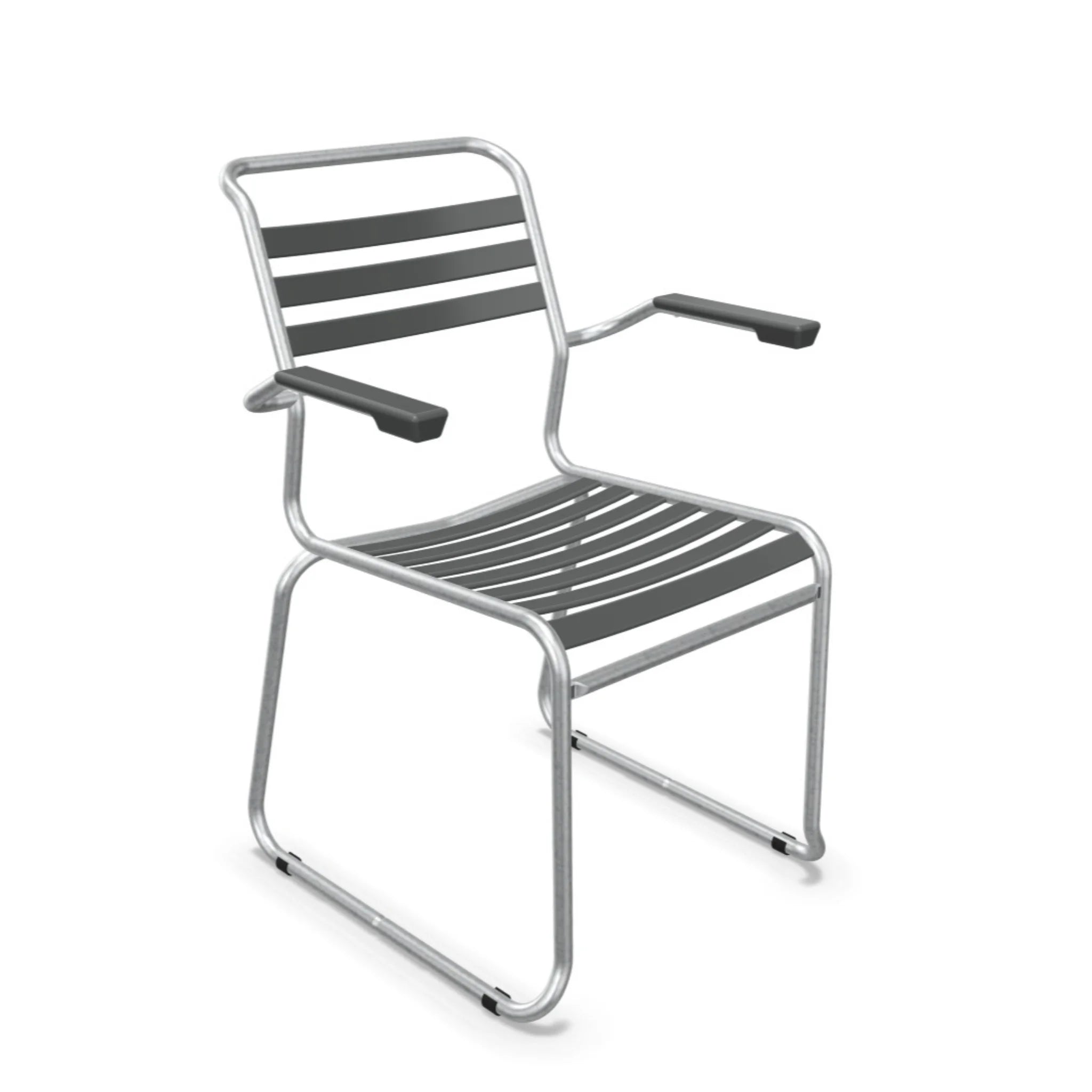 Schaffner Lattenstuhl Säntis mit Kufen, Aluminium, Graphit - moderner Gartenstuhl für Terrasse