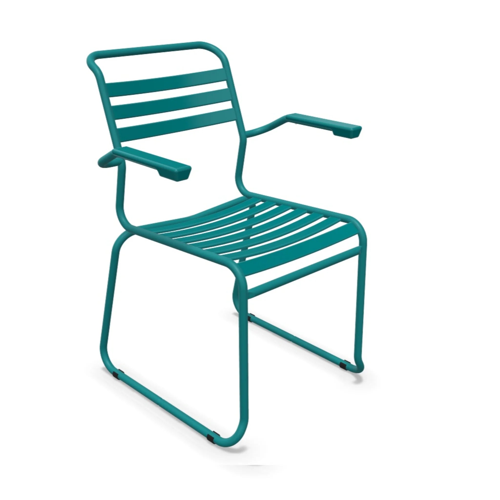 Schaffner Lattenstuhl Säntis mit Kufen Aluminium Kaliblau - moderner Gartenstuhl