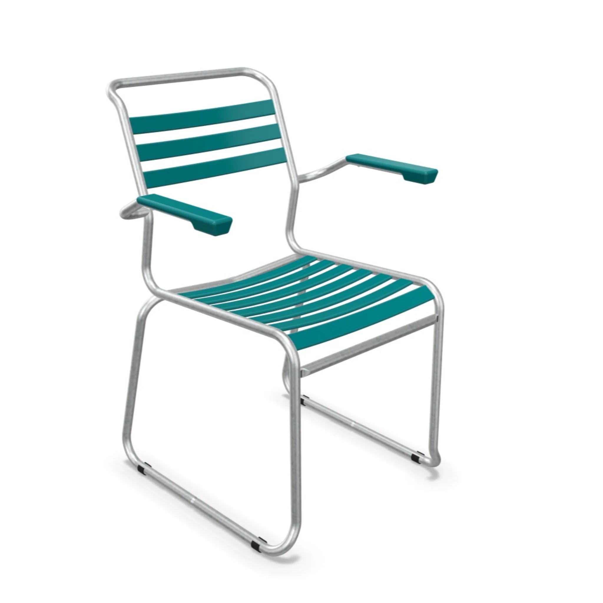 Schaffner Lattenstuhl Säntis mit Kufen Aluminium Kaliblau - moderner Gartenstuhl