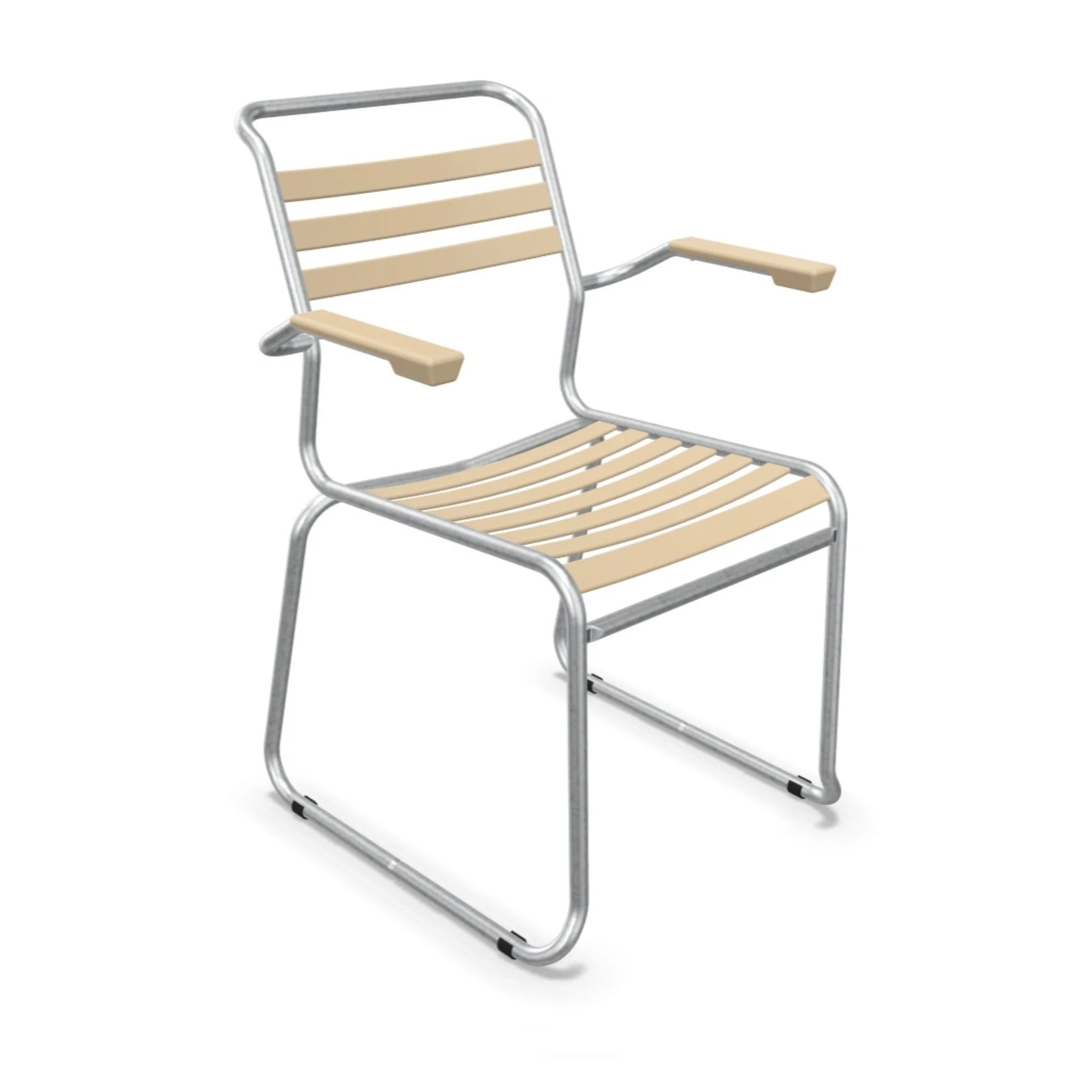 Schaffner Lattenstuhl Säntis mit Kufen Aluminium Pastellbraun - moderner Gartenstuhl