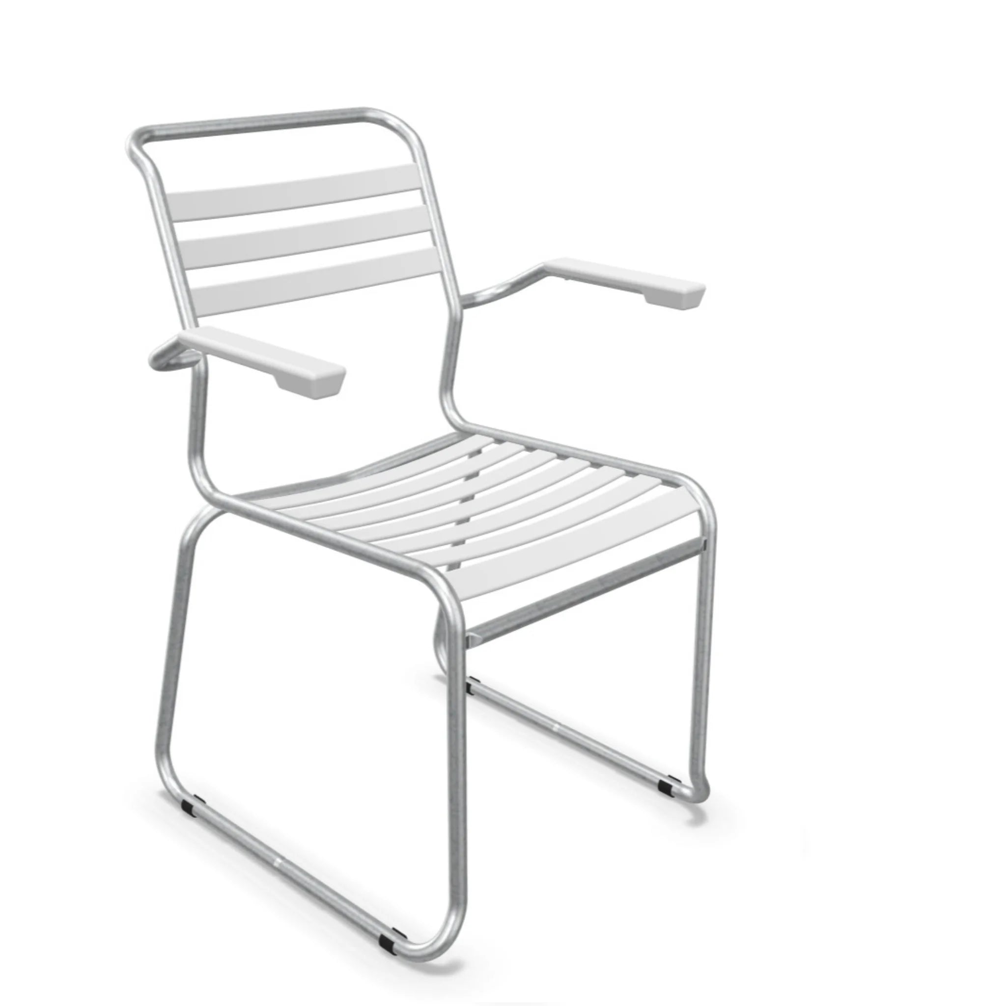 Schaffner Lattenstuhl Säntis mit Kufen Aluminium weiß - moderner Gartenstuhl aus Schweizer Design