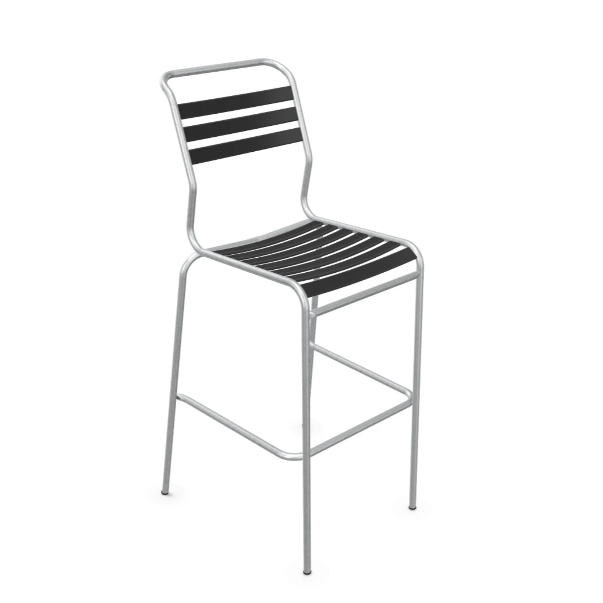 Lätti Barhocker Sääntis Anthrazit - moderner Aluminium Barstuhl mit schwarzen Kunststoffleisten für Küche und Bar.