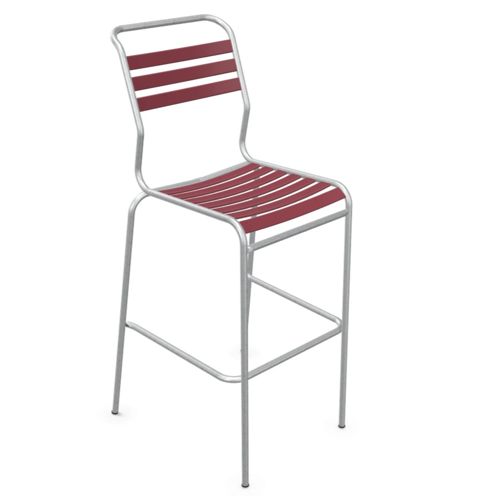 Lättli Barhocker Saentis Bordeaux - moderner Aluminium-Barstuhl mit rotem Sitzgurt
