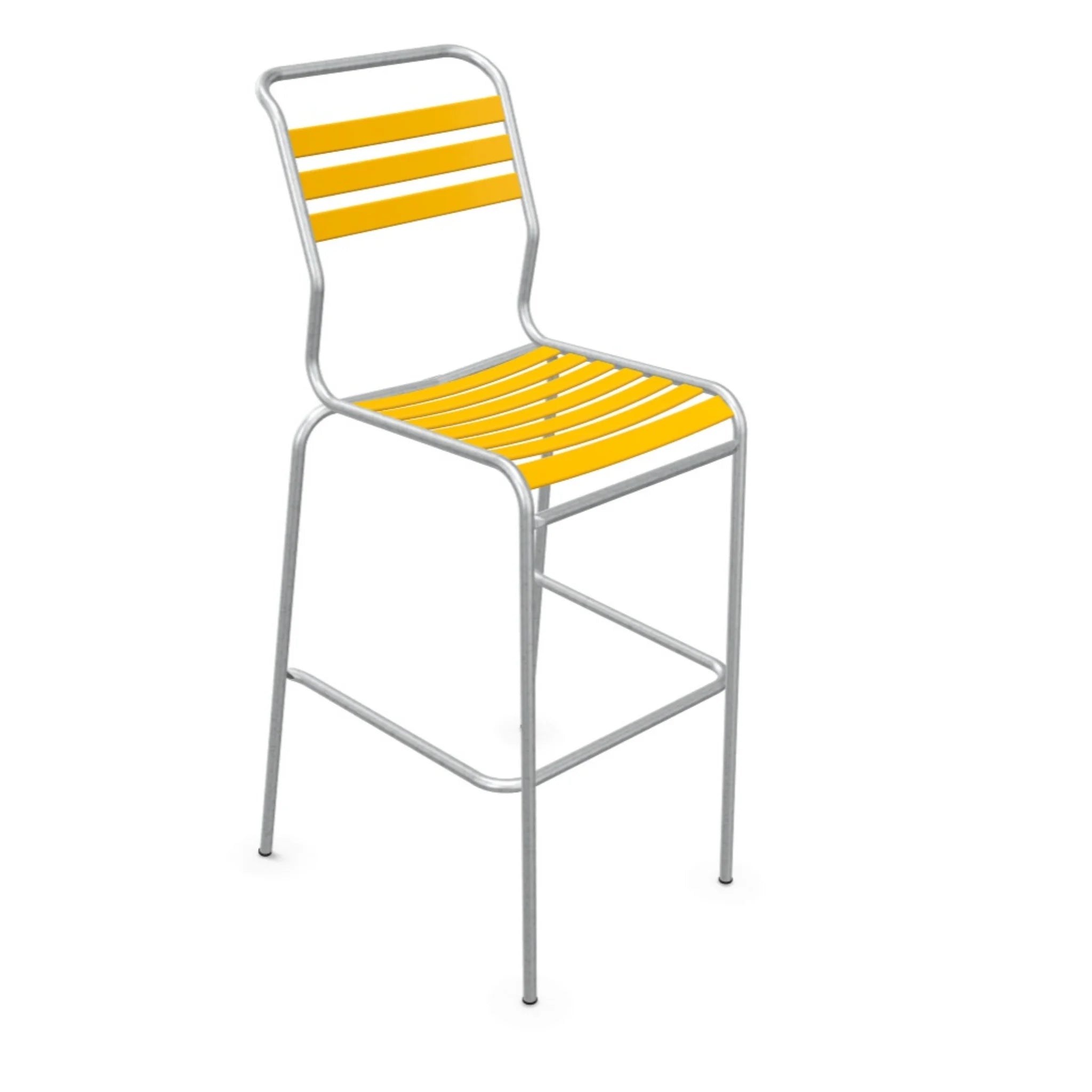 Lättli Barhocker Säntis in Gelb mit Aluminium-Gestell, modernes Design für Küche und Bar