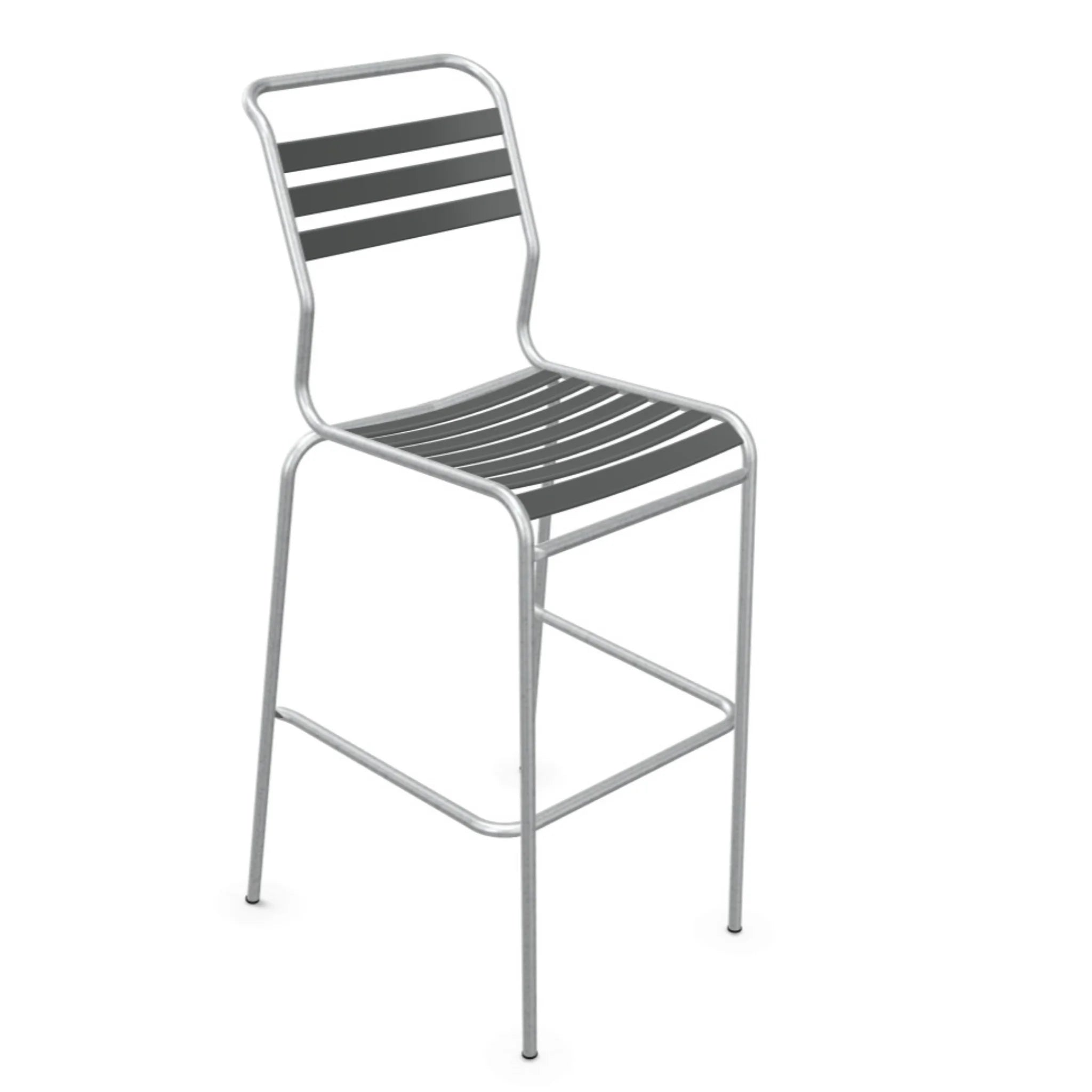 Lättli Barhocker Säntis Graphit - moderner Aluminium Barstuhl mit Kunststoffstreben für Innen- und Außenbereich.