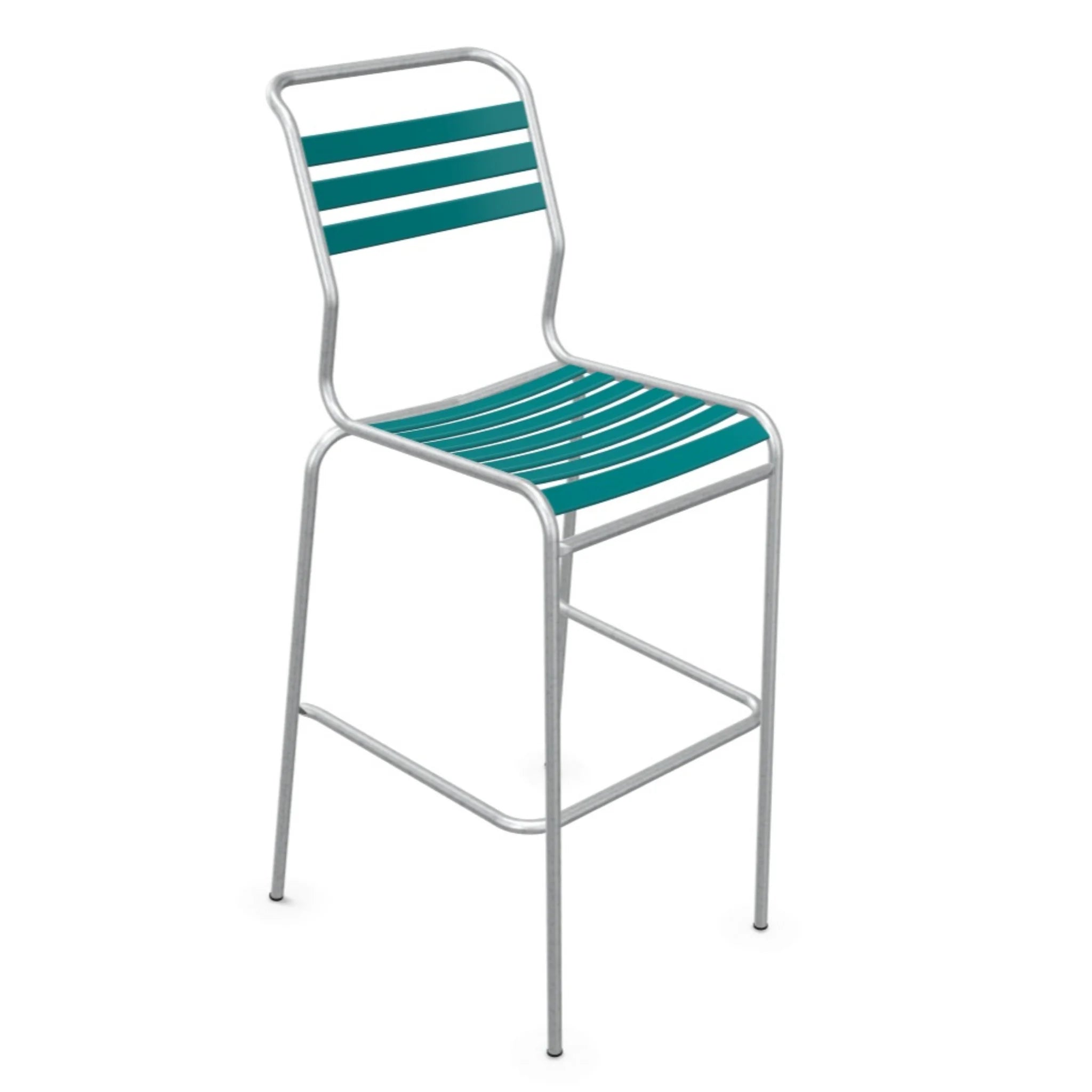 Lättli Barhocker Sääntis in Kaliblau - moderner Aluminium Barstuhl für Innen und Außen.