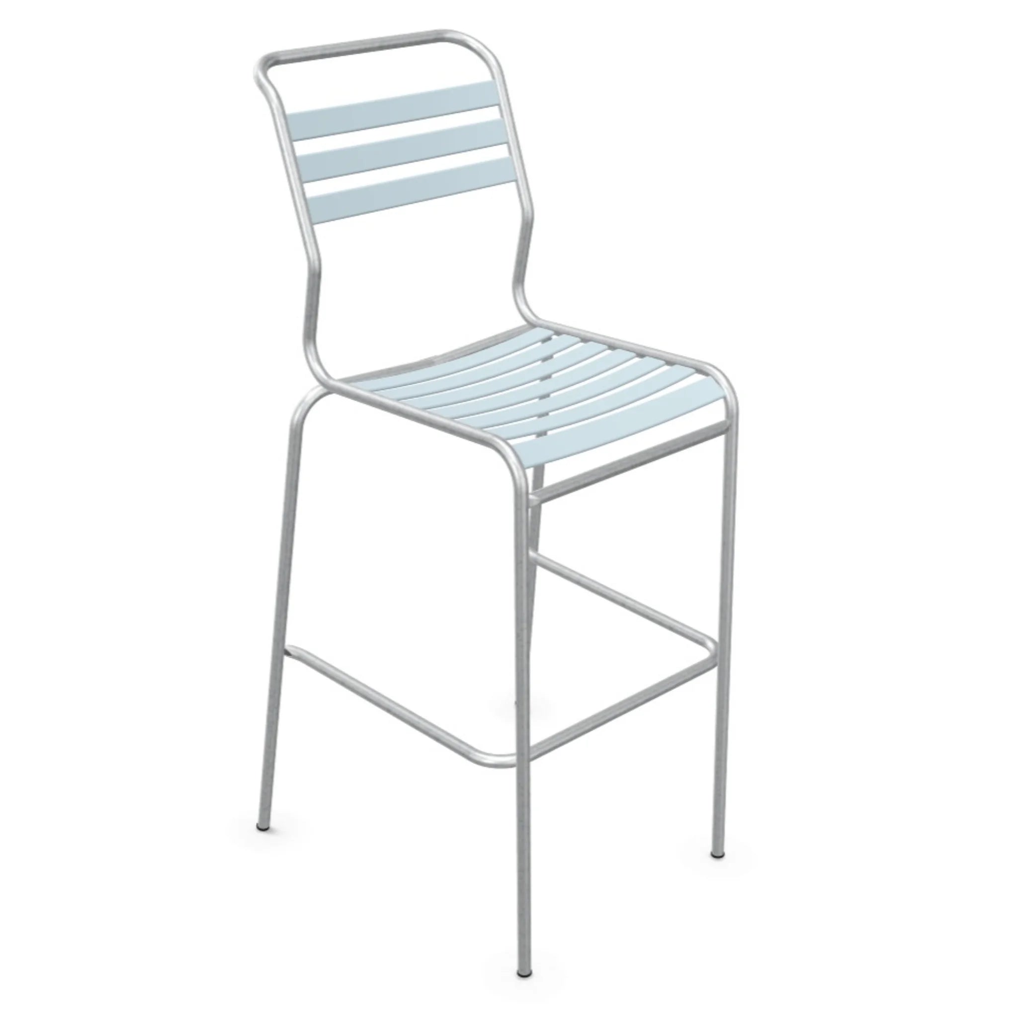 Lättli Barhocker Sääntis Pastellblau - moderner Aluminium Barstuhl für Innen und Außen.