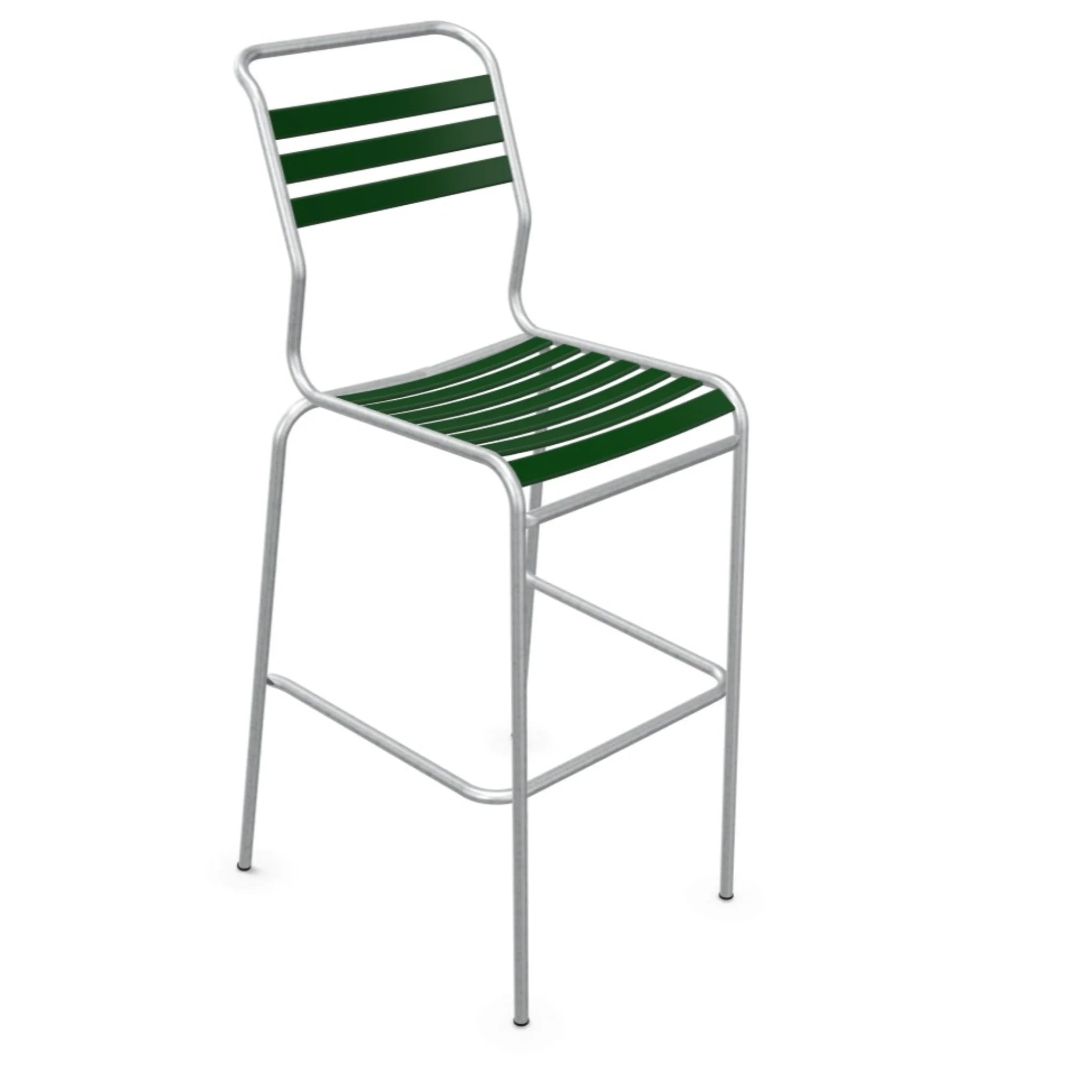 Läittli Barhocker Säntis Tannengrün - Aluminium mit grünen Kunststoffstreifen
