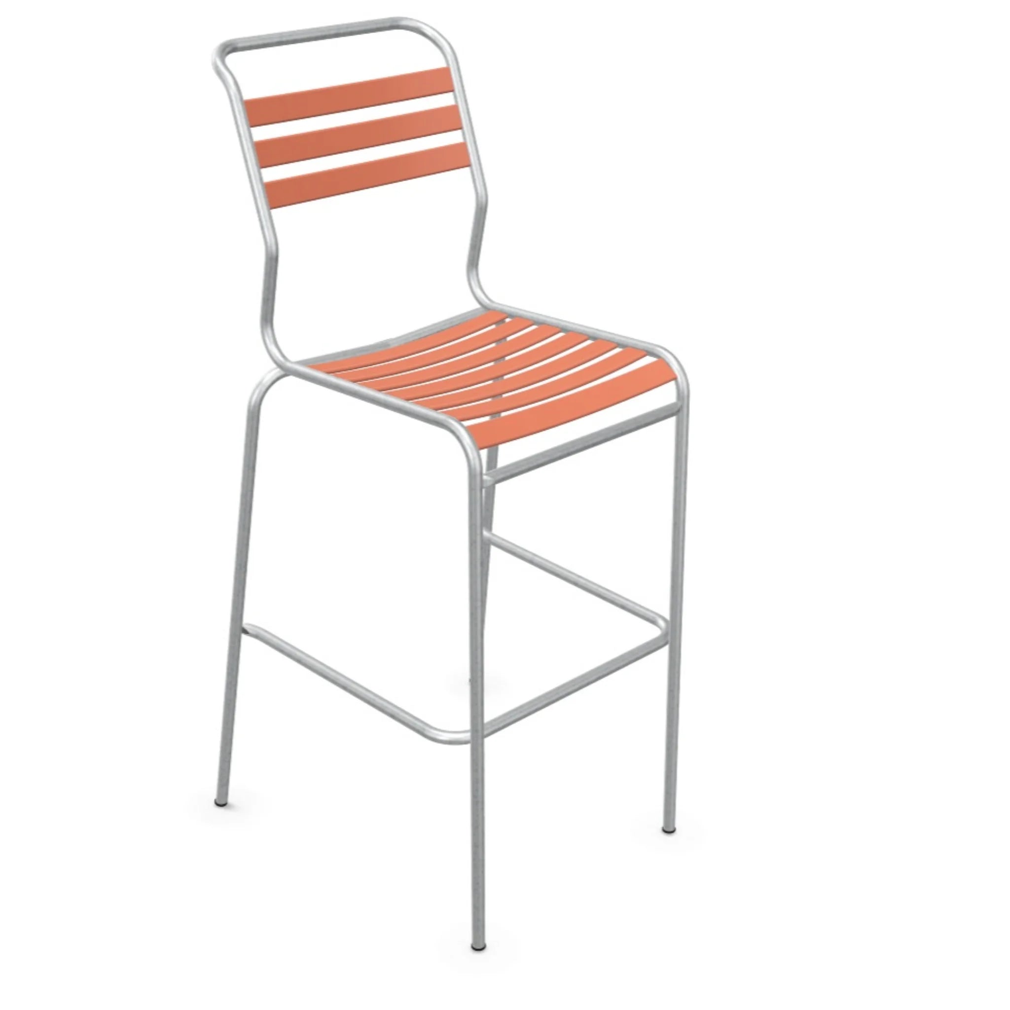 Lättli Barhocker Säntis Terracotta - Aluminium Gartenstuhl mit orangefarbenen Kunststofflattén