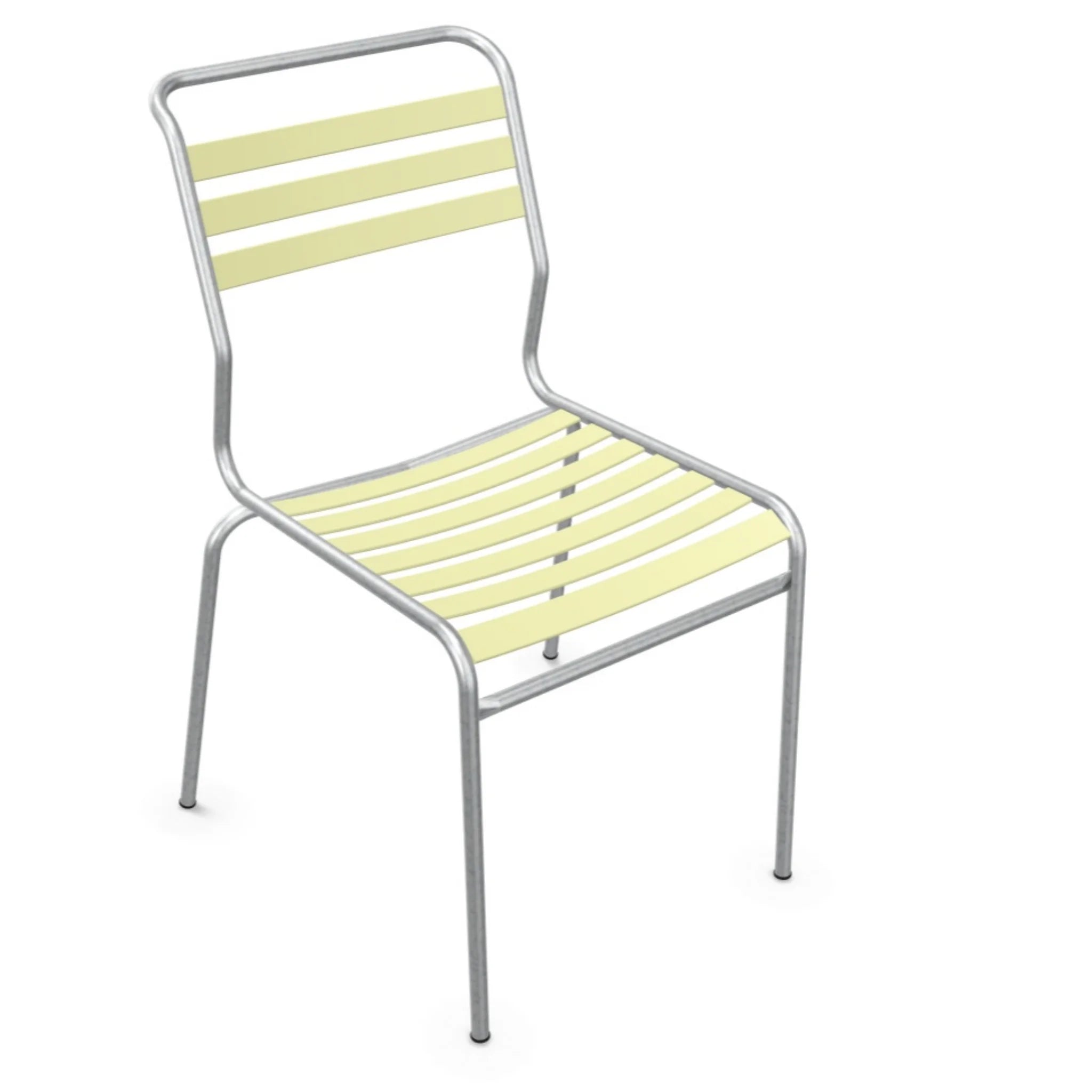 Schaffner Lätti-Stuhl Säntis in Buchsgelb - moderner Gartenstuhl mit Aluminium-Gestell und gelben Kunststoffleisten