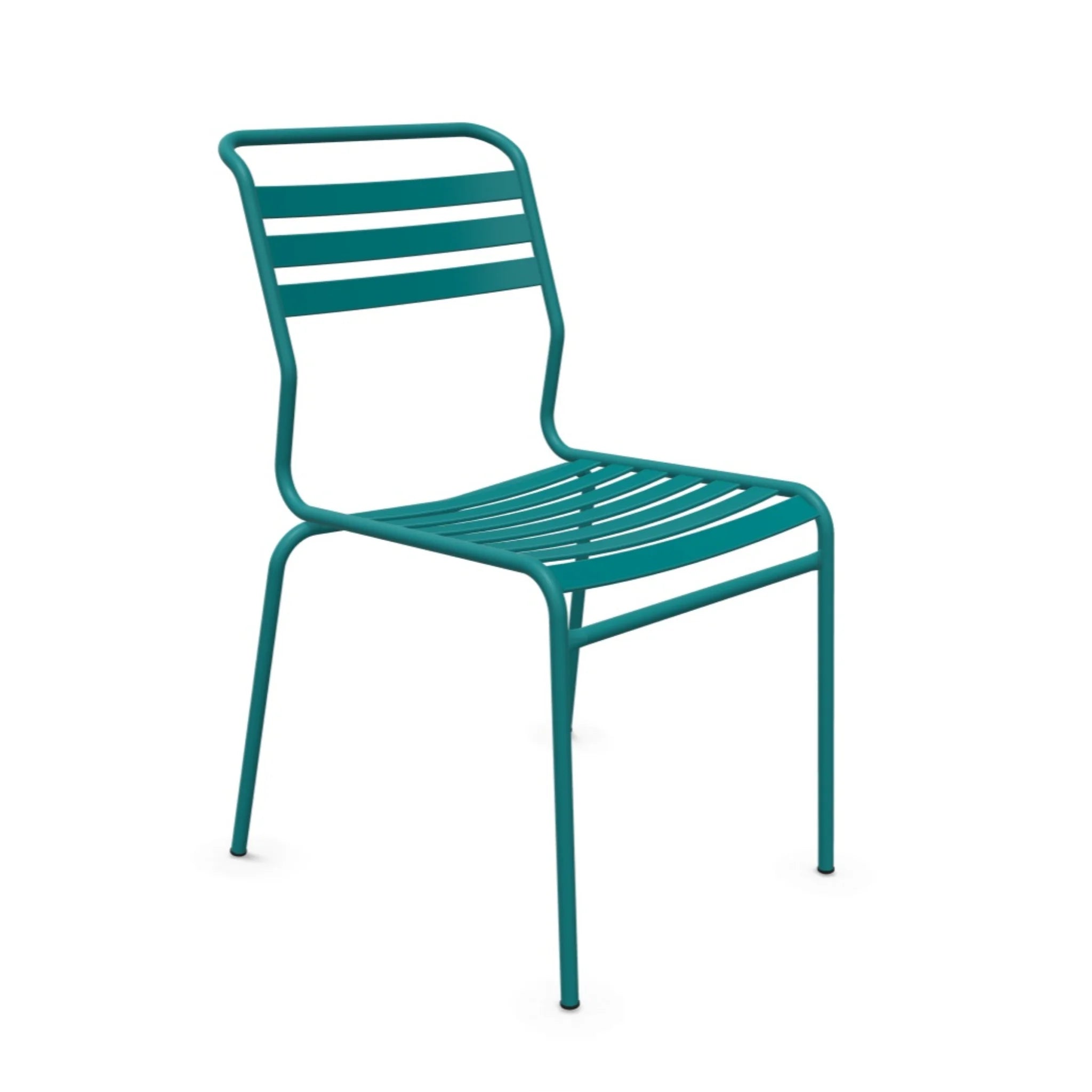 Schaffner Lättli-Stuhl Säntis Kaliblau - moderner Gartenstuhl aus Aluminium mit Lamellensitz und Rückenlehne.