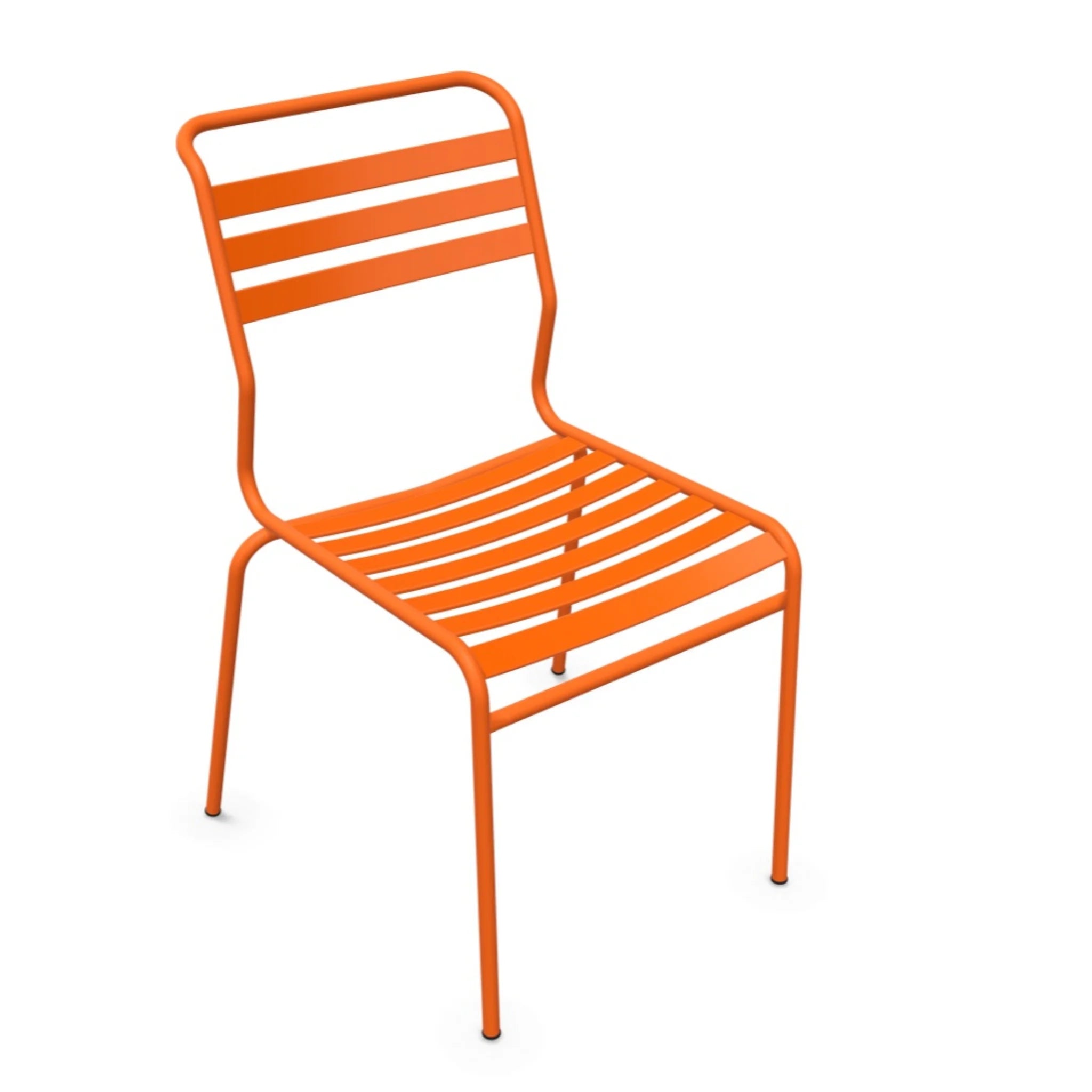 Schaffner Lättli Stuhl Säntis in Orange - moderner Gartenstuhl aus Aluminium mit Lamellensitz und Rückenlehne.