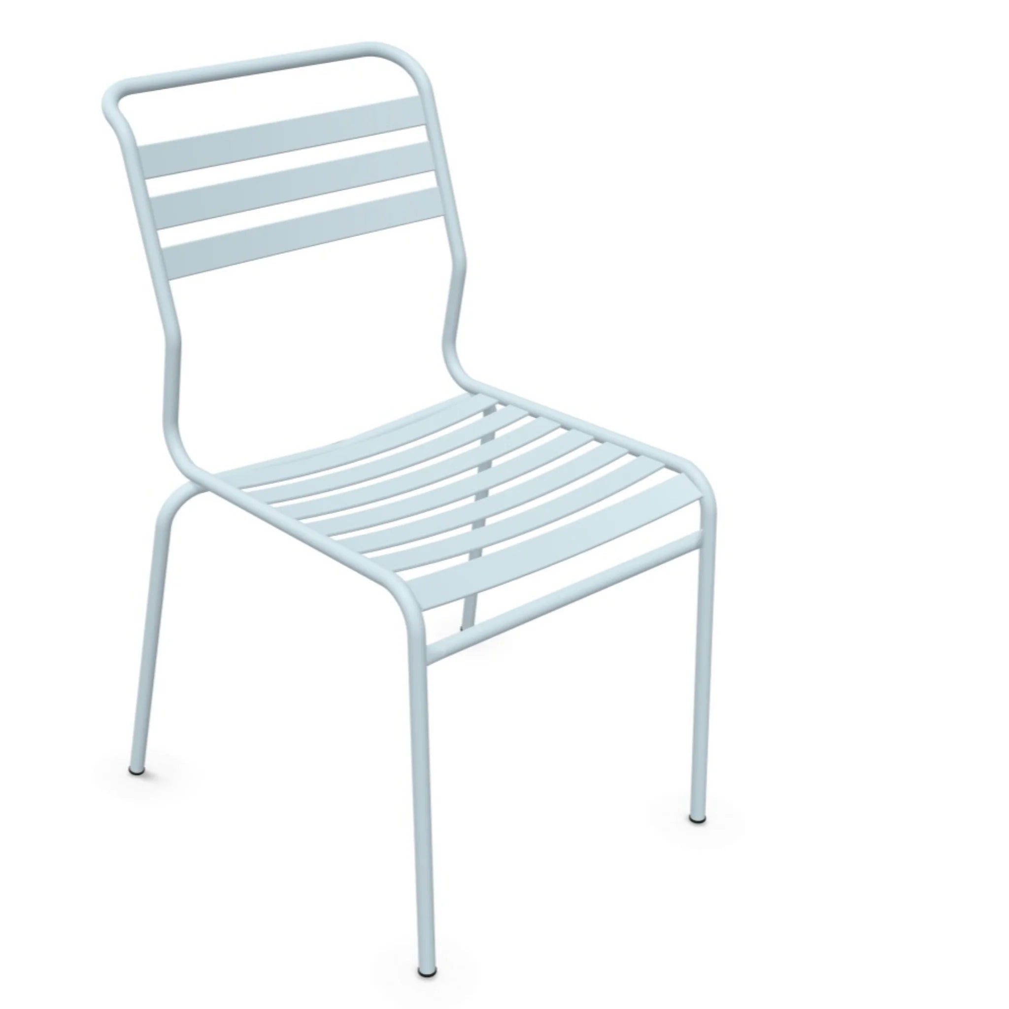 Schaffner Lättli-Stuhl Säntis in Pastellblau - moderner Aluminium-Gartenstuhl mit horizontalen Lamellen