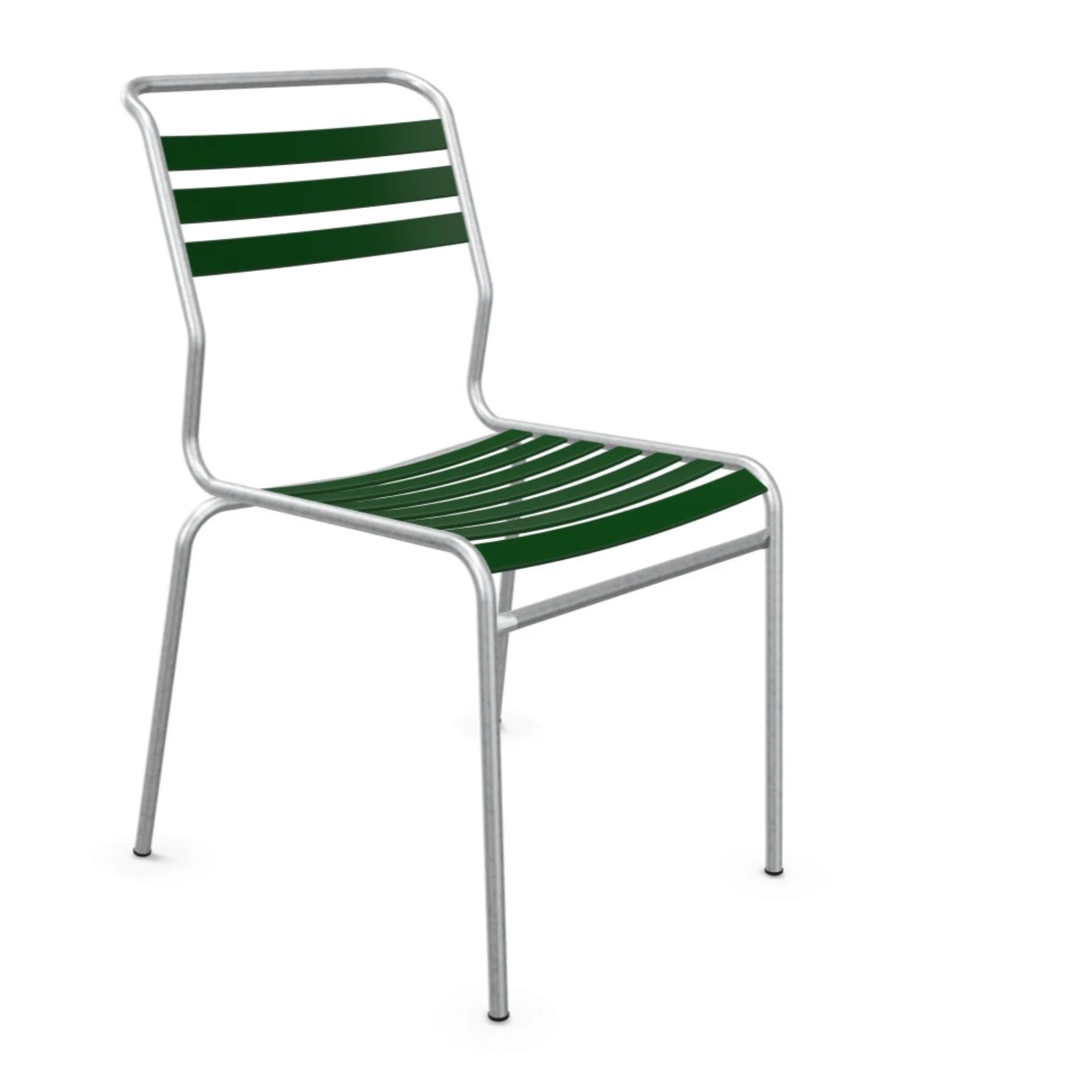Schaffner Lätti-Stuhl Säntis in Tannengrün - moderner Aluminium-Gartenstuhl mit grünen Lamellen.