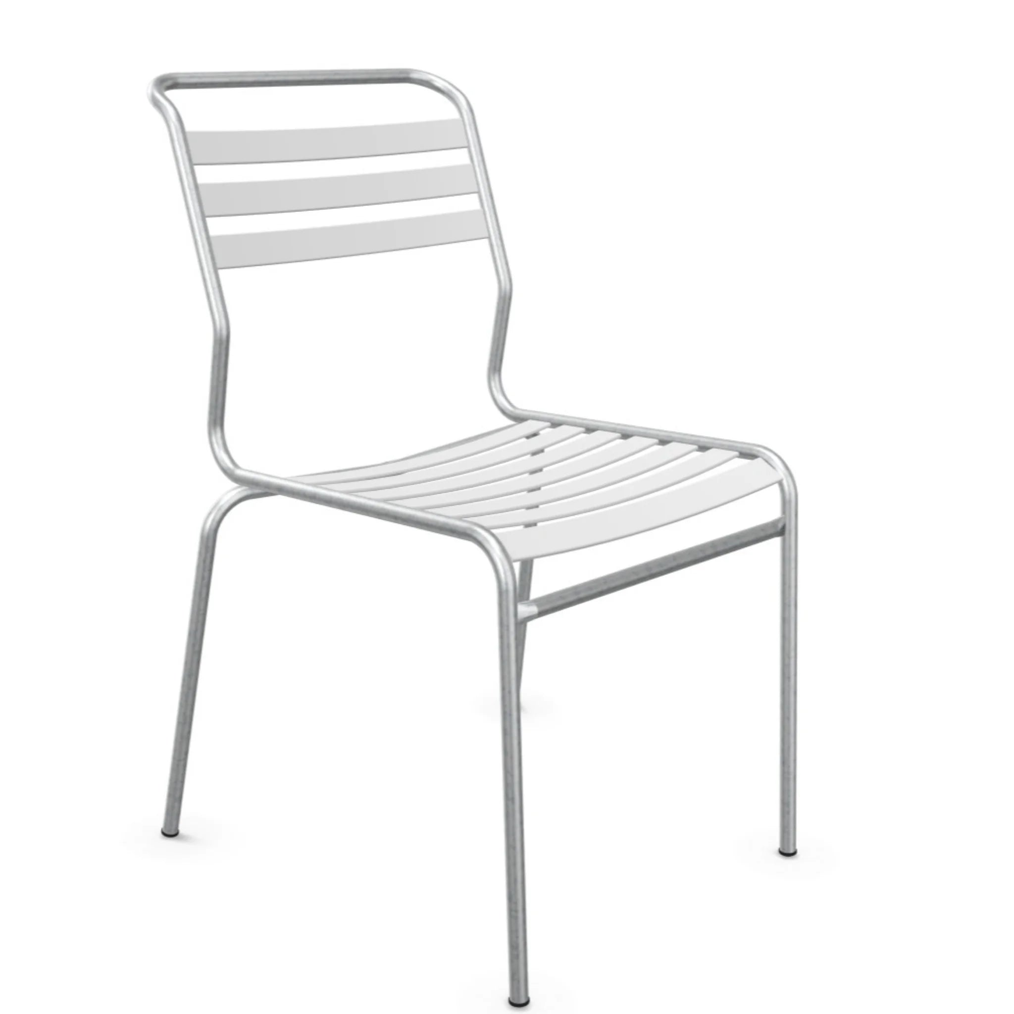 Schaffner Lättli-Stuhl Säntis in Weiß - moderner Aluminium-Gartenstuhl mit Lamellensitz