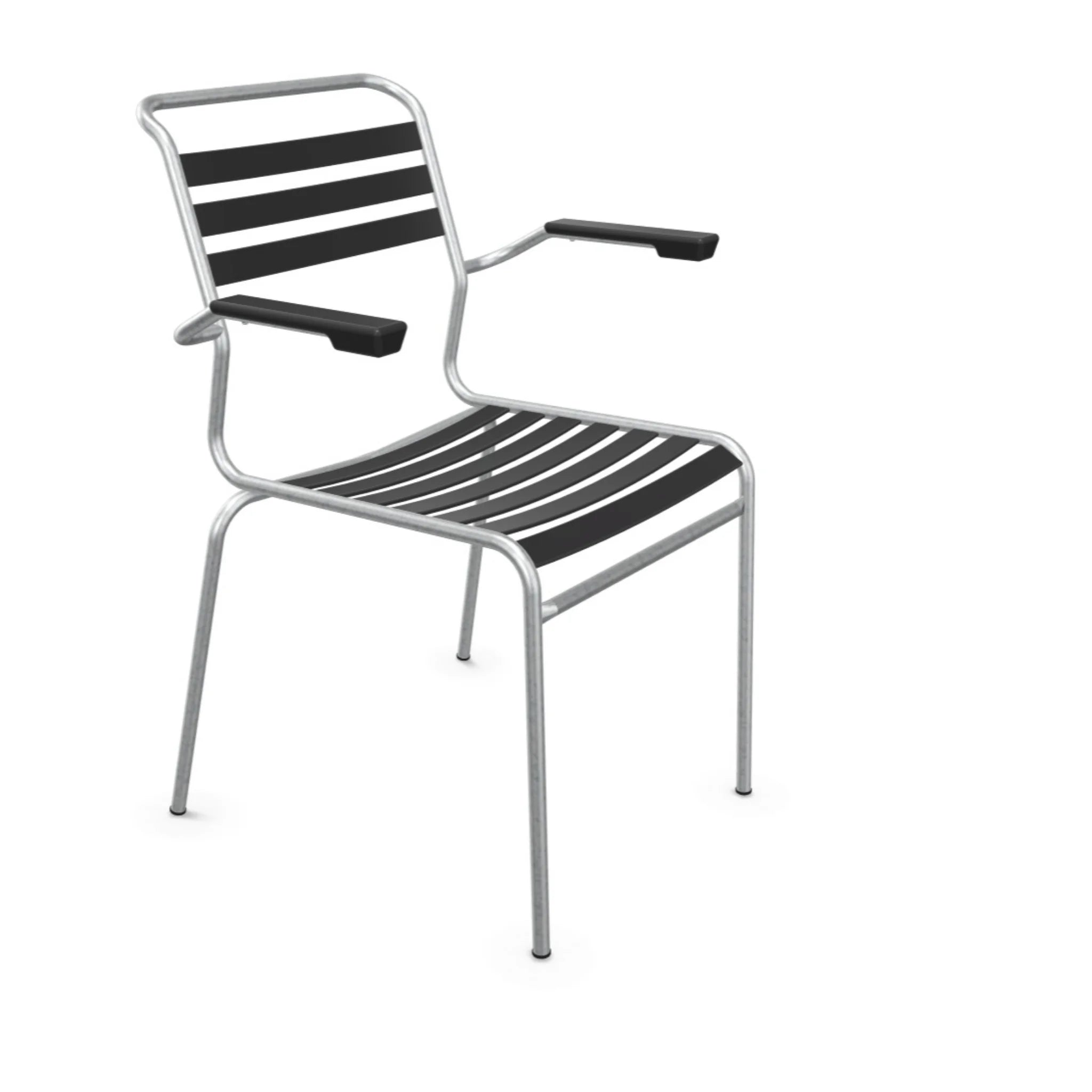 Schaffner Säntis Lattenstuhl mit Armlehne anthrazit - moderner Gartenstuhl aus Aluminium