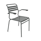 Schaffner Säntis Lattenstuhl mit Armlehne in Graphit - hochwertiger Gartenstuhl aus Metall