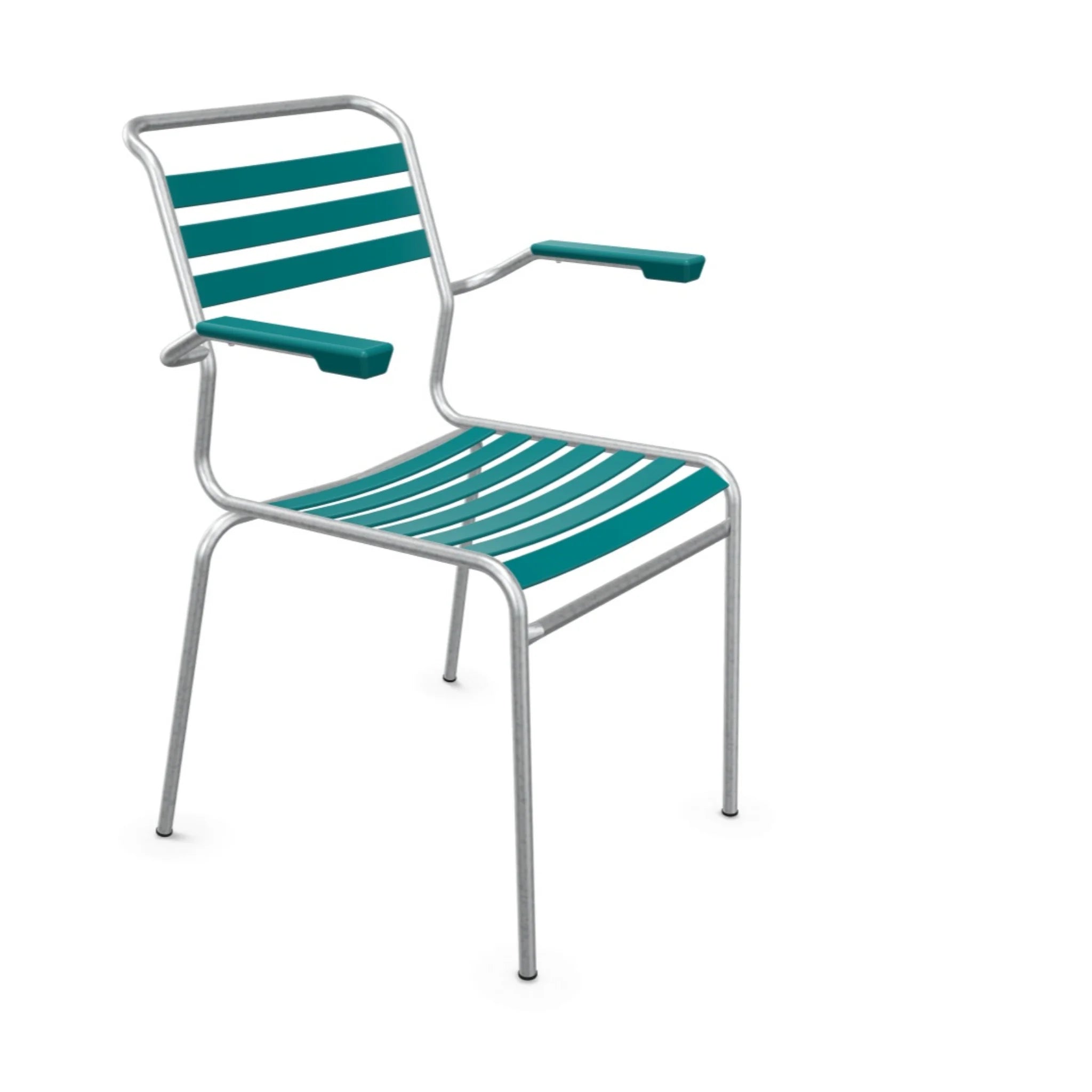 Schaffner Säntis Lattenstuhl mit Armlehne in Kaliblau - moderner Gartenstuhl aus Aluminium und Kunststoff