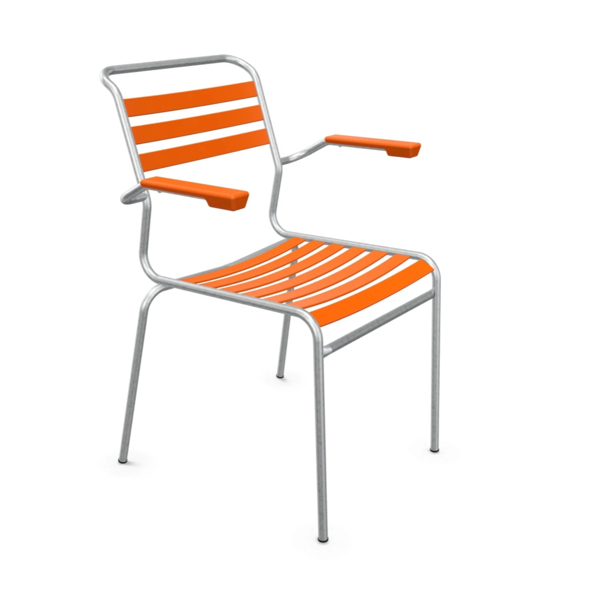 Schaffner Säntis Lattenstuhl mit Armlehne Orange - moderner Gartenstuhl aus Aluminium