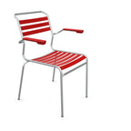 Schaffner Säntis Lattenstuhl mit Armlehne rot - moderner Gartenstuhl aus Aluminium mit roten Lamellen