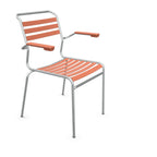 Schaffner Säntis Lattenstuhl mit Armlehne Terracotta - moderner Gartenstuhl aus Aluminium und Holz