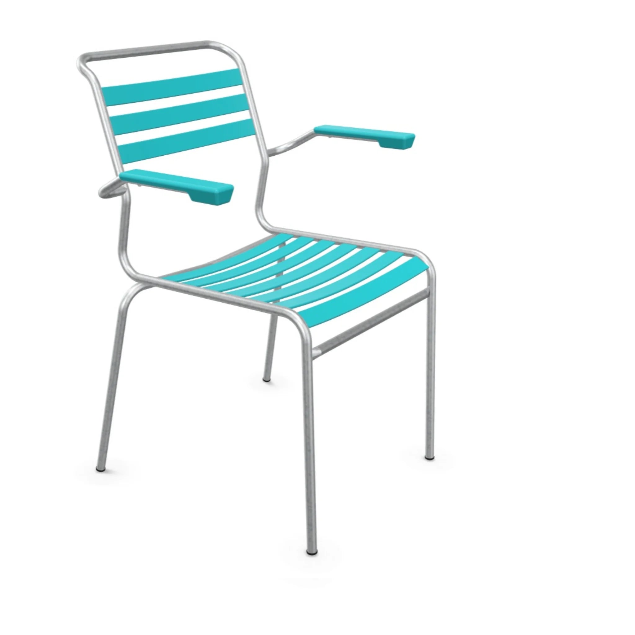 Schaffner Säntis Lattenstuhl mit Armlehne in Türkis - moderner Gartenstuhl aus Aluminium